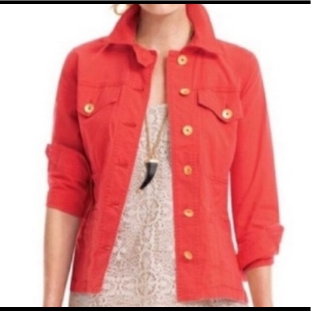 CAbi Taylor Orange Jacket utility jacket w/ruffles